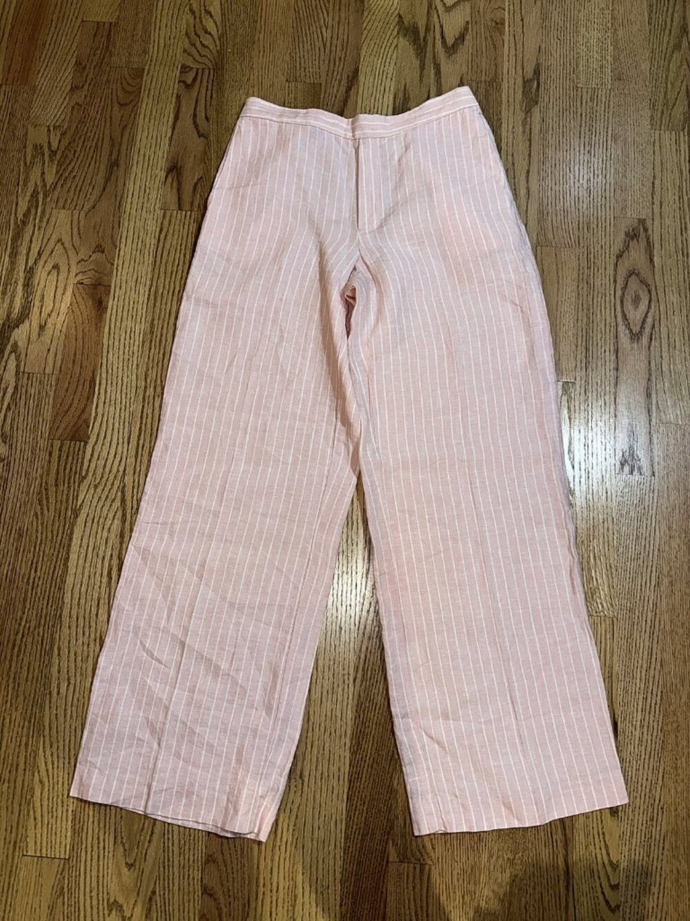 NWT Madewell Easy Pull-On Pant 100% Linen Pink Stripe Size S